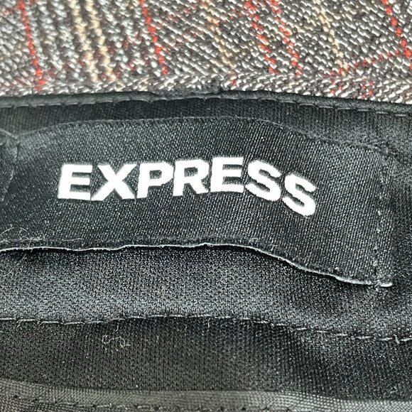 Express Women 8R Columnist Barely Boot Mid-Rise Plaid Stretch Slacks Pants Brown - Picture 7 of 9